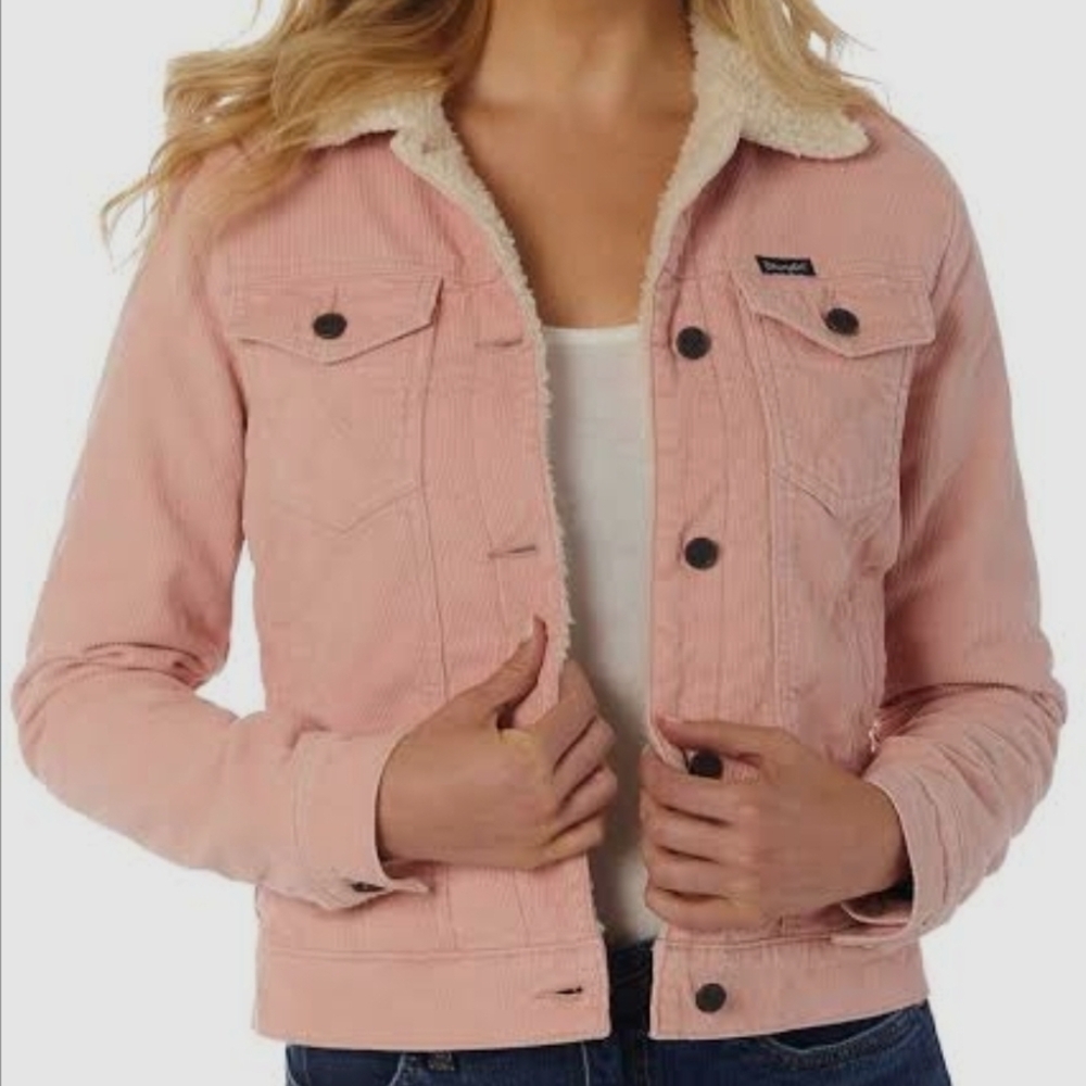 Wrangler Women's XXL Pink Corduroy and Sherpa Trucker Jacket